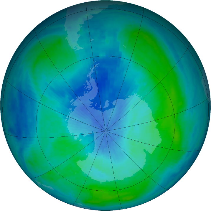Antarctic ozone map for 26 February 2001